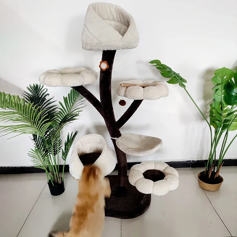 Unique Flower Cat Tree with Sisal Scratching Post and Multi-Level Perches for Your Cat's Playful and Relaxing Moments