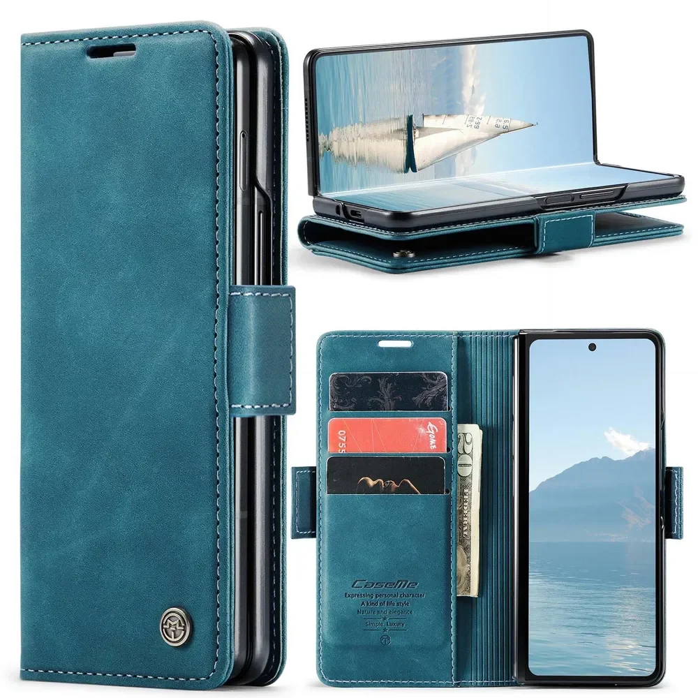 

Matte Leather Case for Samsung Galaxy Z Fold 6 Business Card Holder Wallet Card Protection Cover capa