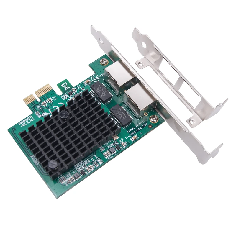 2.5G PCIE Network Card 2 Port RJ45 to PCI Express X1 Gigabit Ethernet Network Adapter RTL8125BG Chip 2500Mbps NIC for PC Desktop