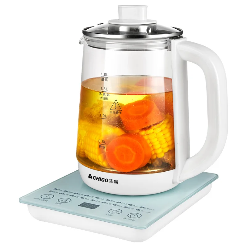 

New Multifunctional Electric Glass Kettle Healthy Pot Cooker Water Boiling Tea Porridge Machine 220V 1.8L