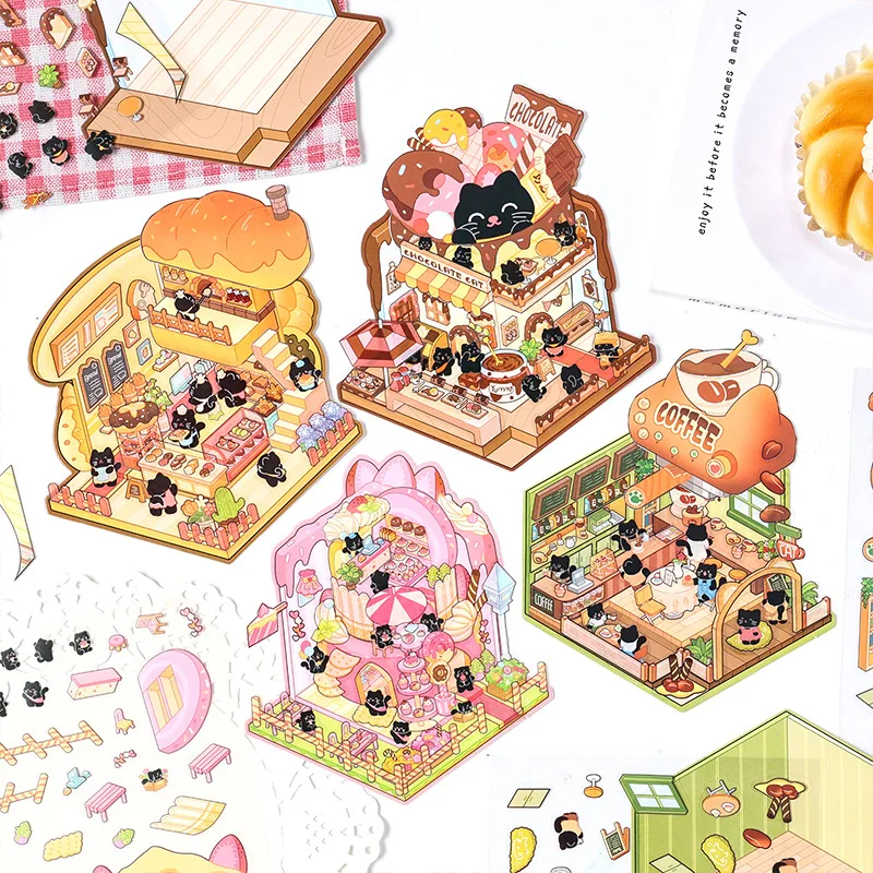 بطاقة عاشق 3 قطعة سلسلة ورشة عمل هريرة ثلاثية الأبعاد ملصقات المناظر الطبيعية مادة مقاومة للماء سجل القصاصات الشارات مخطط لوازم رائعتين #1