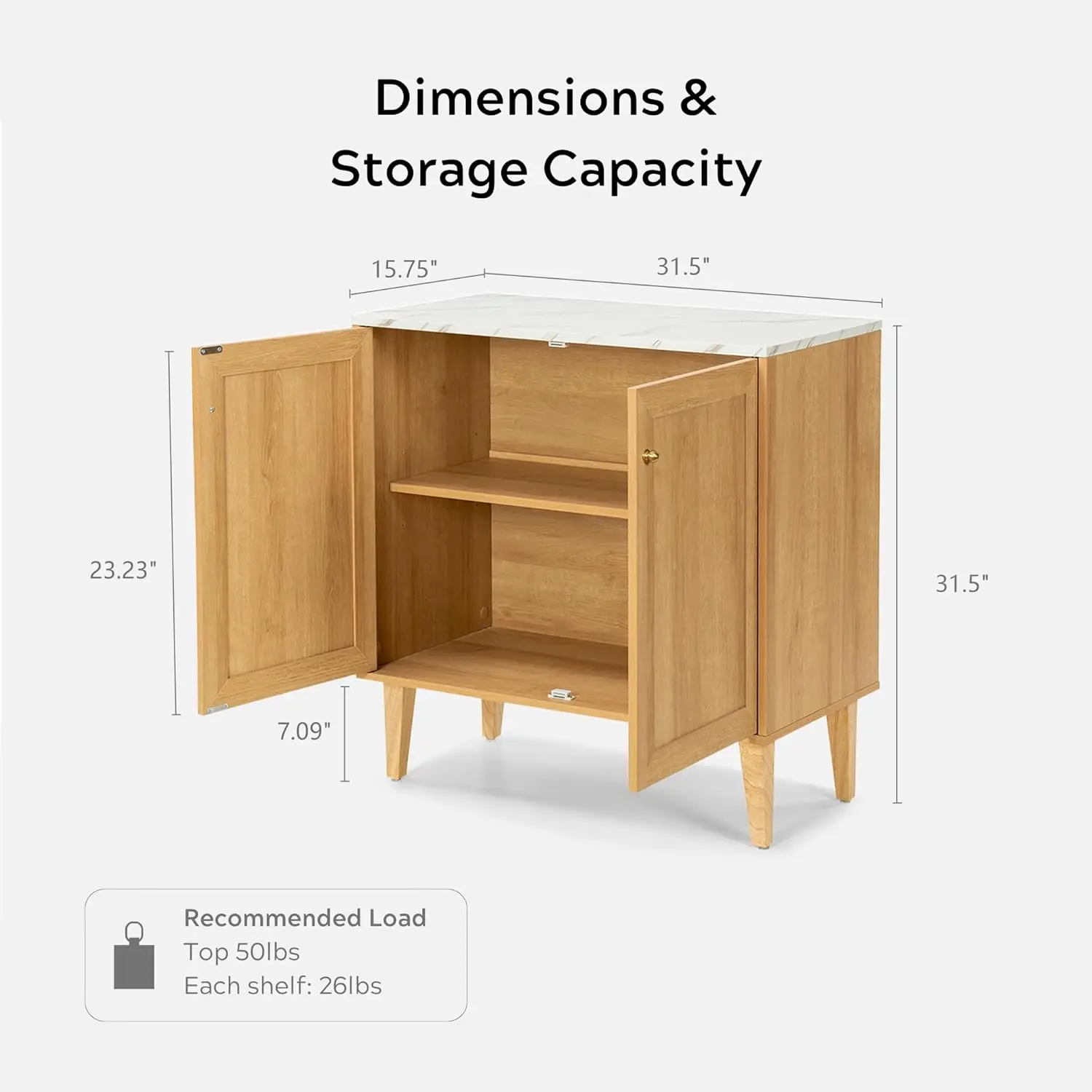 Storage Cabinet Set of 2, Sideboard Buffet Cabinet Modern Accent Cabinet with Faux Marble Top & Adjustable Shelves, Credenza, Co