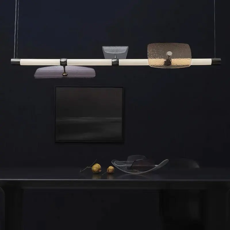 Moderne farbige Glas Pendel leuchte italienische Designer lange Röhre Pendel leuchte für Wohnzimmer Schlafzimmer LED Esstisch Hängelampe – Detail 1