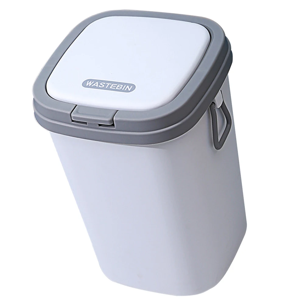 

Press Trash Can 8L Grey Wear Resistant Plastic Strong Practical Bathroom Bedroom Kitchen Portable Waste Basket Container