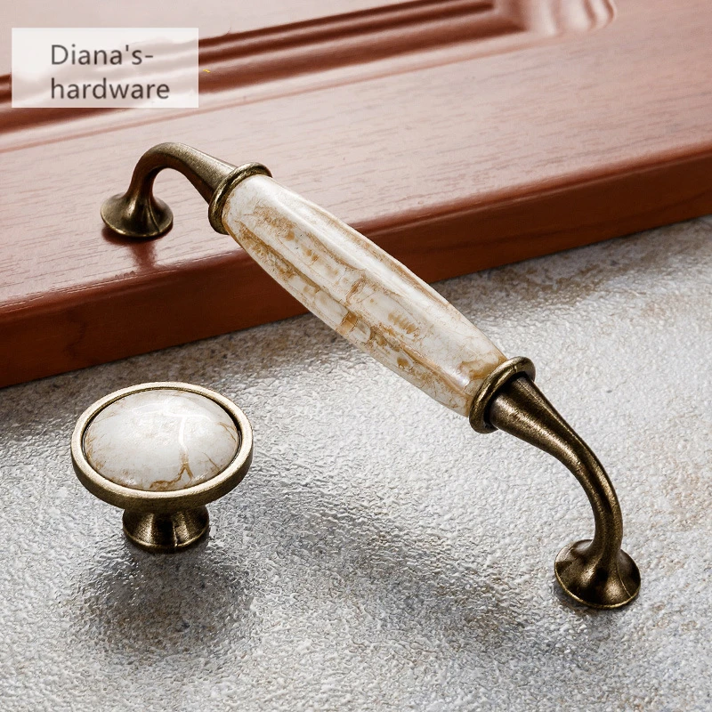 Antique Furniture Handles Marble Vein Knobs and Handles Ceramic Handles for Kitchen Cupboards Cabinet Door knobs Drawer Pulls