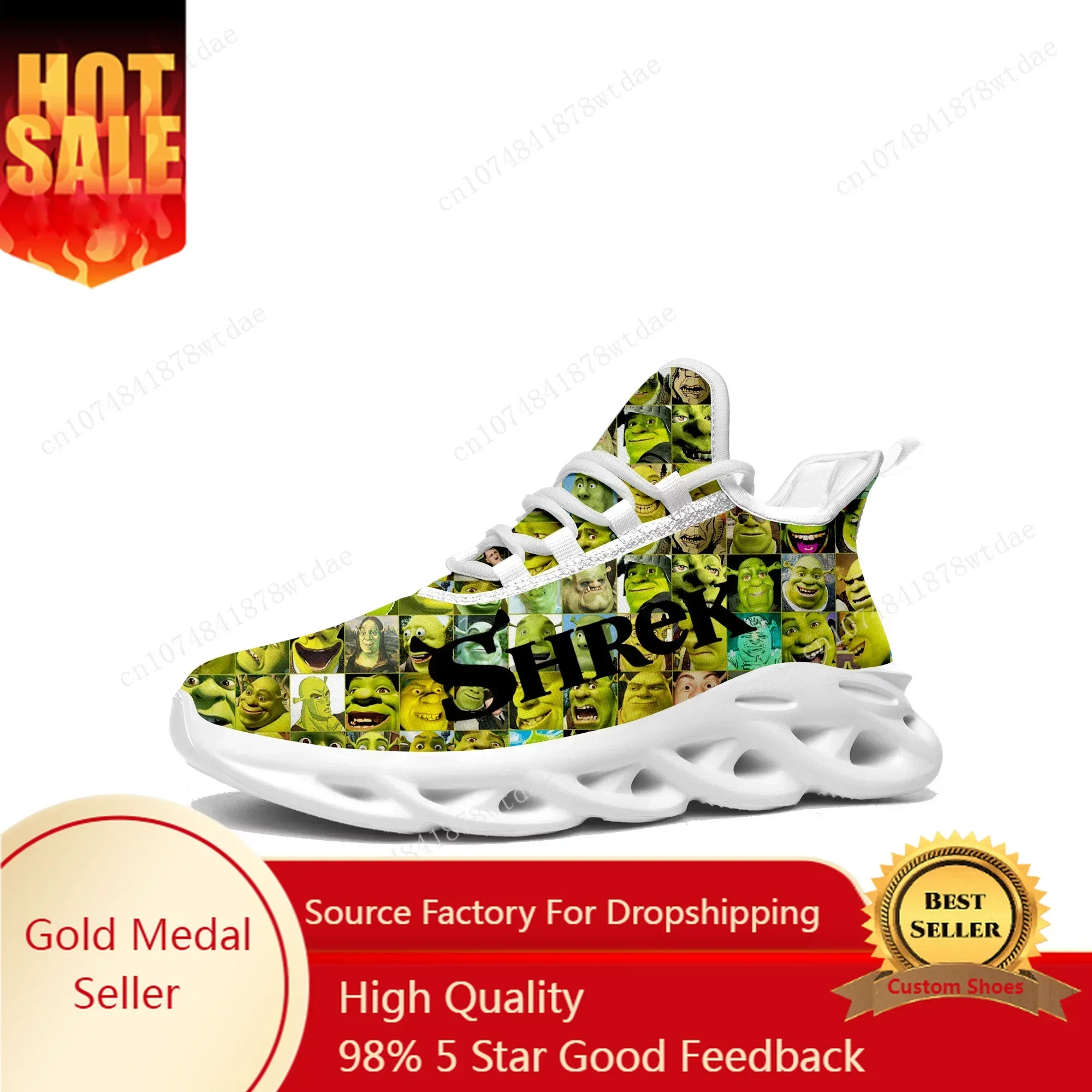 

S-Shrek Flats Sneakers Men Women Teenager Sports Running Shoe High Quality Anime Comics Manga Custom Lace Up Mesh Footwear