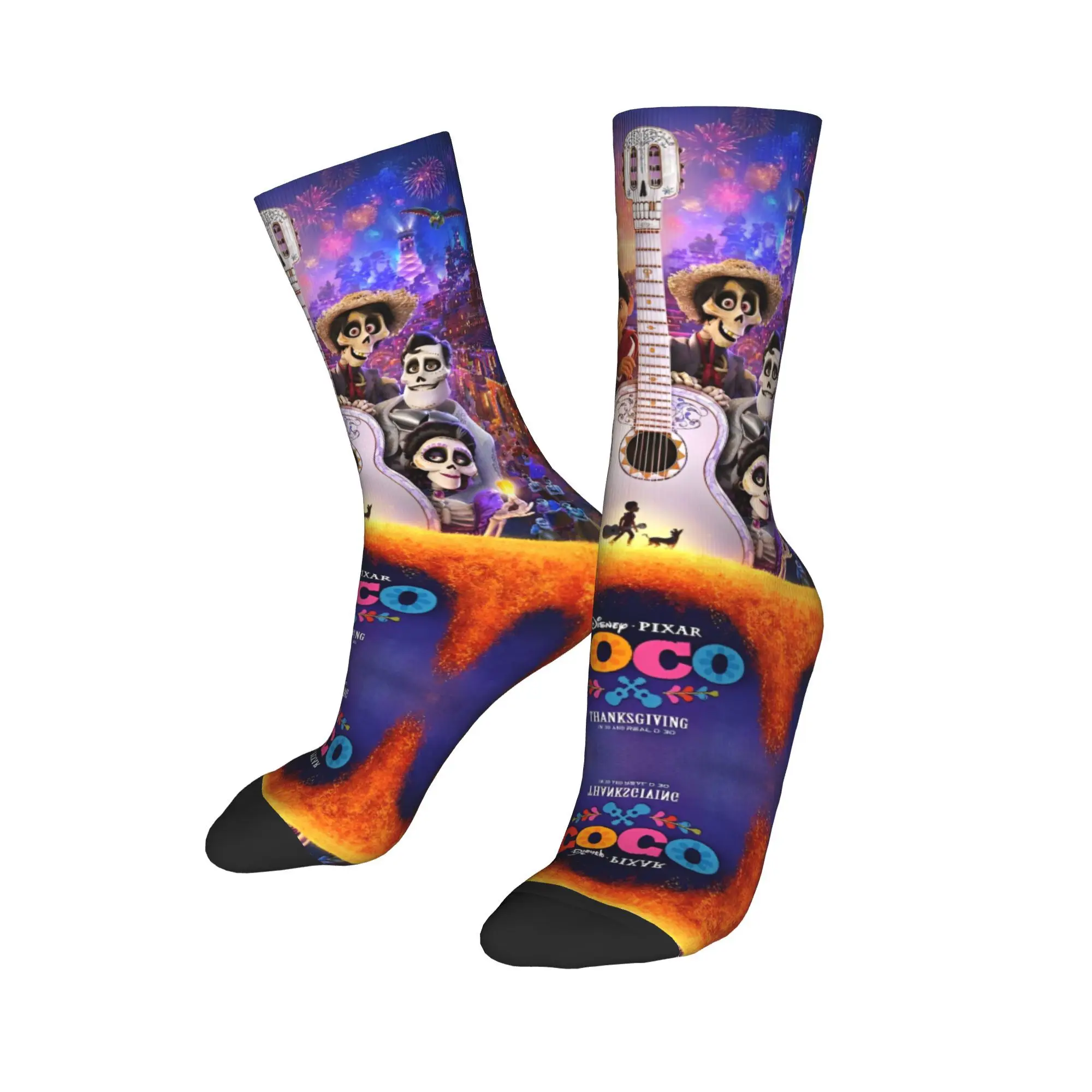 C-Coco Day of The Dead Cartoon Winter Warm Retro Women MenSocks Guitar Thankgiving Sweat Absorbing Skateboard Socks