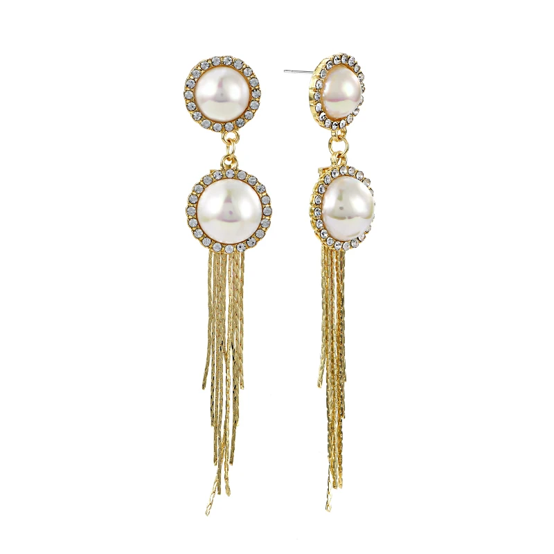 

Pearl fringed earrings long fashion temperament earrings high-end earrings women