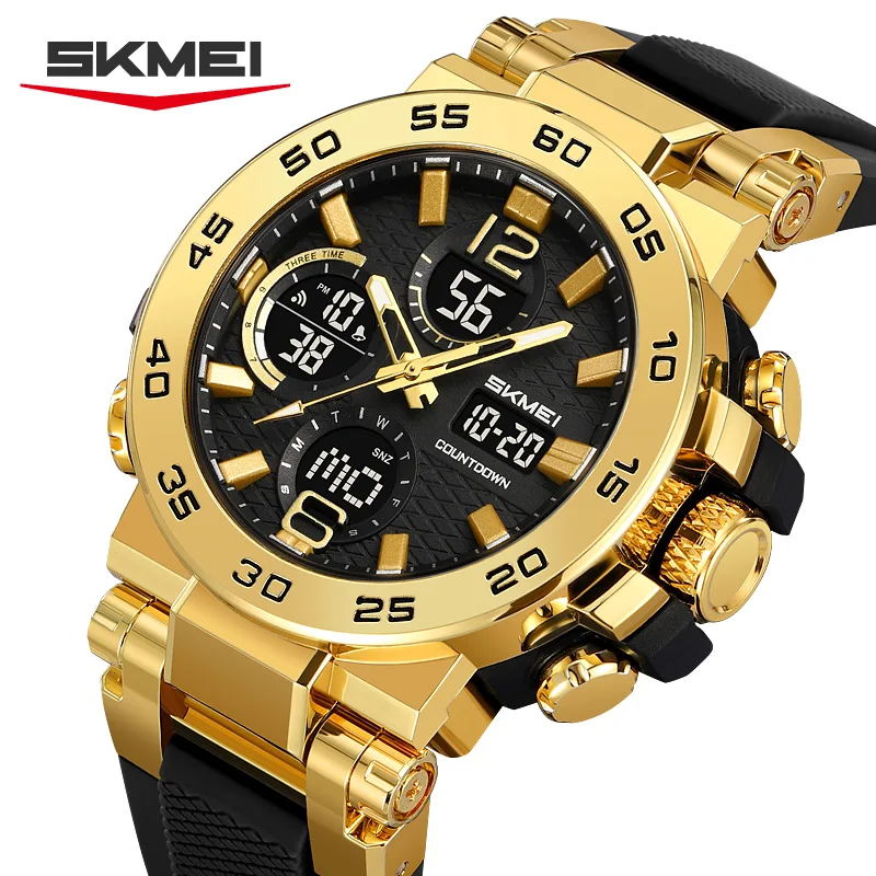 

SKMEI 3 раза модные цифровые электронные часы спортивные светодиодные кварцевые часы для мужчин водонепроницаемые наручные часы с будильником Reloj Hombre