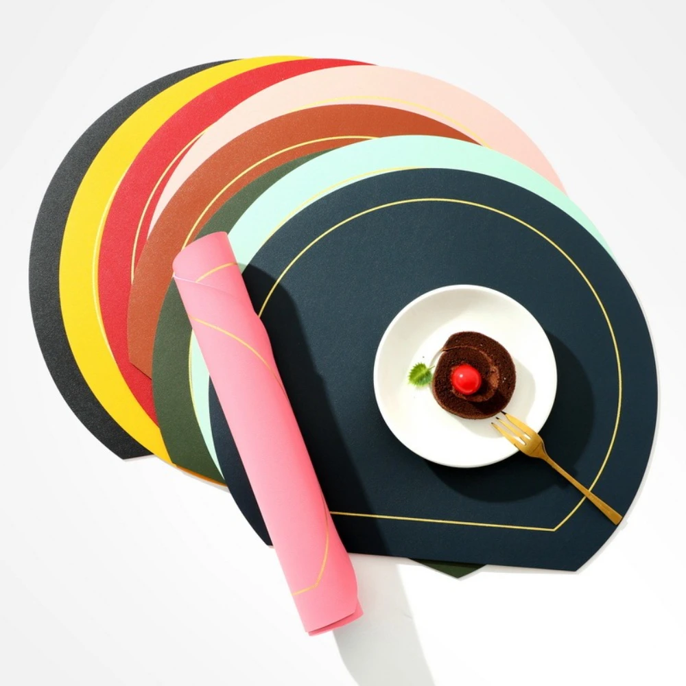 

Irregular Placemats Table Leather Placemats Heat Resistant Pad Table Pad Washable for Kitchen Dining Table Non-Slip Place Mats