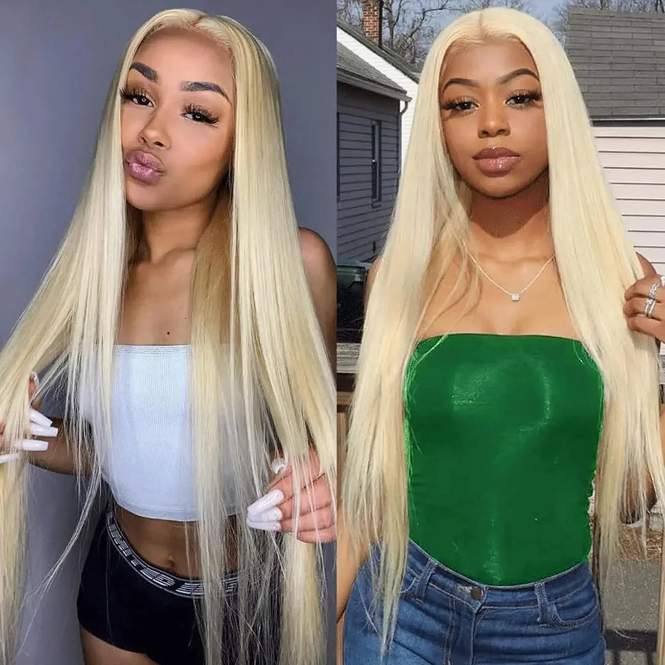 

30 40 Inch Bone Straight 613 Honey Blonde 250 Density Lace Front Human Hair Wigs 13x6 HD Transparent Lace Frontal Wig For Women