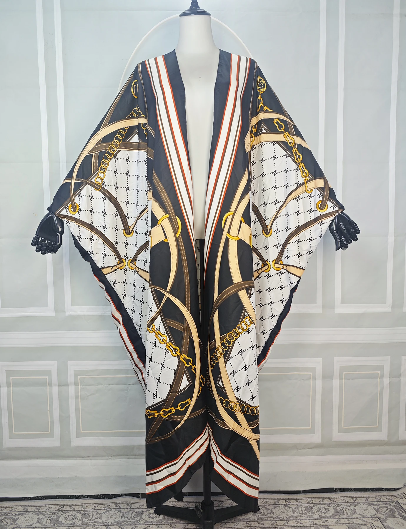 

Malaysia Women Summer Beach Boho Loose Cardigans Kimonos Plus Size Geometric Printed Party Robe African Female Duster