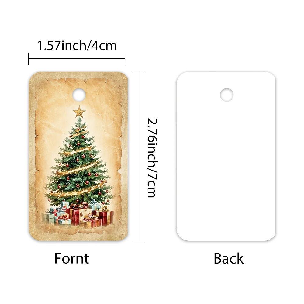 40個、クリスマスタグ、ギフトラベル、パーティーデコレーション、DIY、パッケージ装飾、グリーティングカード、パーティーカード、ジュート紐