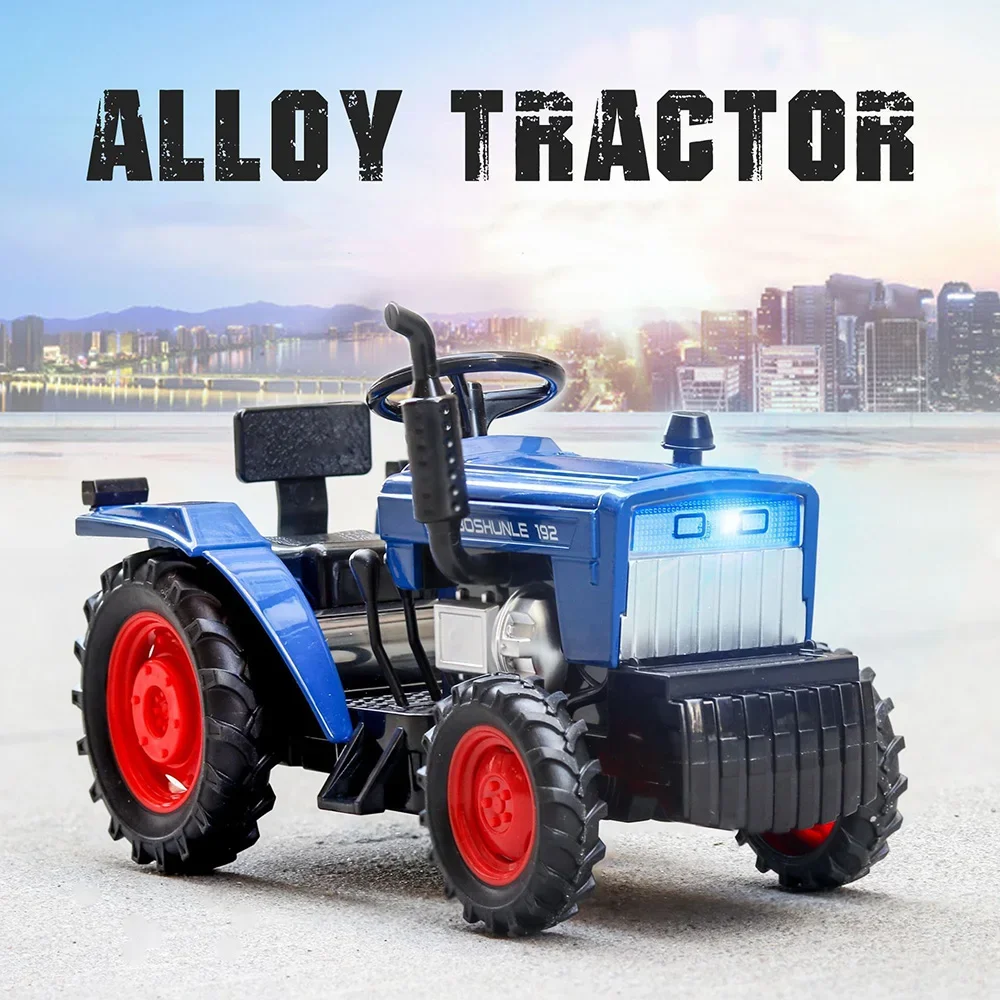 1/32 Scale farm Tractor Alloy Toy Model Car Diecast with Light Music Rubber Tires Tractors Vehicles for Boys Gifts Collection