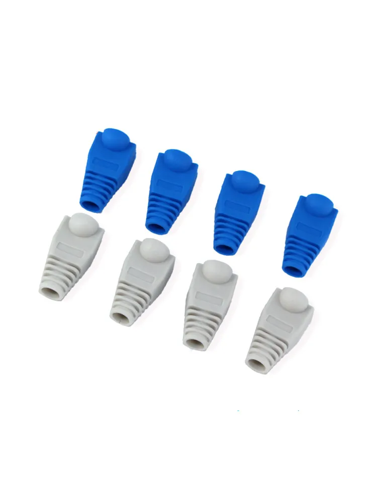 10/20/50PCS Bottes de câble réseau RJ45 - Manchon de protection en plastique bleu/gris Soulagement de la tension pour prises modulaires Cat5e/Cat6
