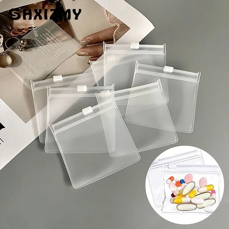 1/5/10pcs Pill Pouch Bags Zippered Pill Pouch Reusable Clear Pill Bags Self Sealing Travel Medicine Organizer Storage