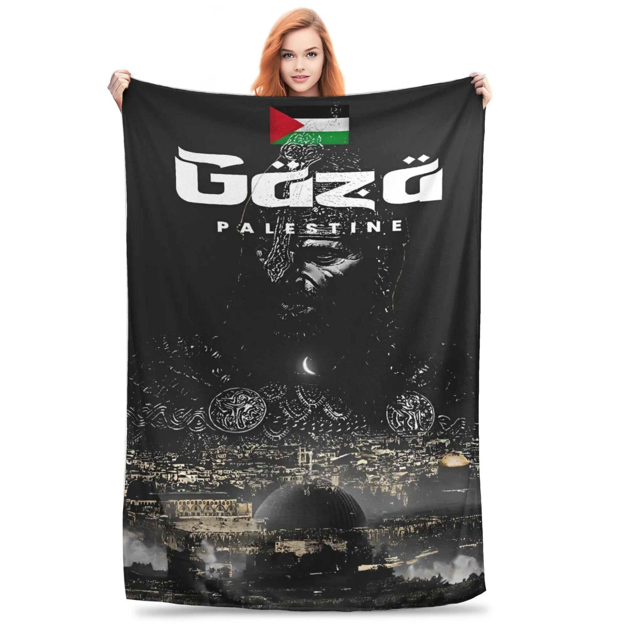Soft BlanketKids Travel Gaza War Scream Black Grunge  Throw Blanket  Flannel Bedspread For Outdoor Novelty Sofa Bed Cover