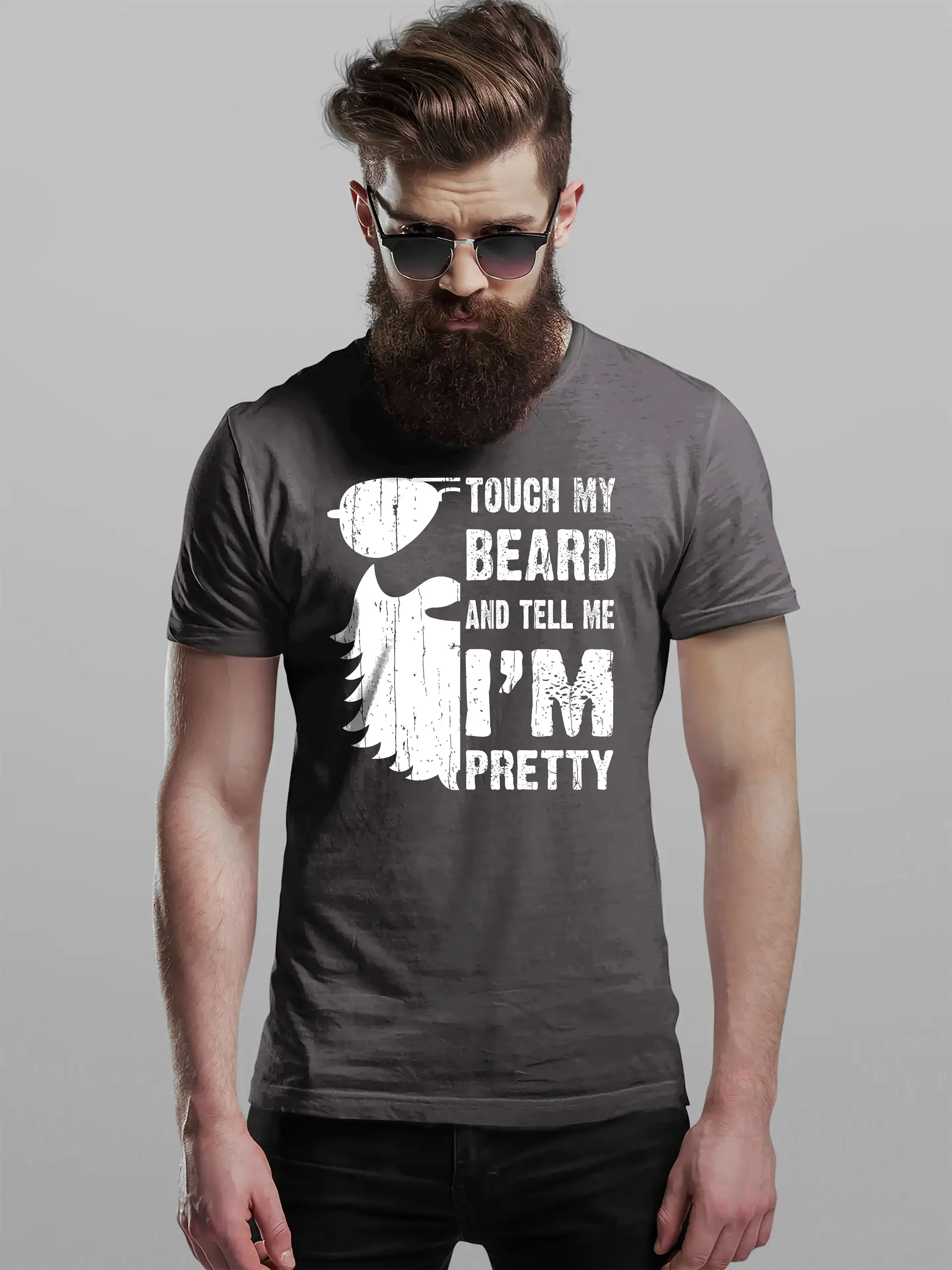 

Touch My Beard Tell Me I'M Pretty Men'S T Shirt Cool Fun Christmas Present Fathers Day Top