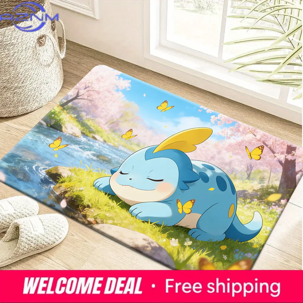 

Pokemon Quagsire Sleeping by the River with Cherry Blossoms Print Doormat Non-Slip Absorbent Floor Mat for Indoor Entrance Home
