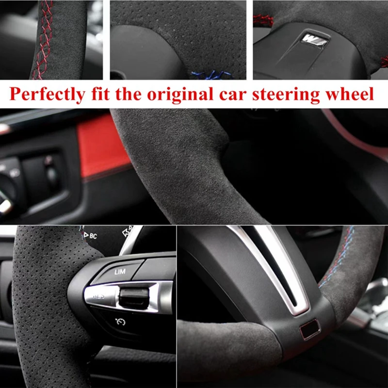 Genuine Leather Suede Car Steering Wheel Cover For BMW M Sport 3 Series E46 Coupe 2000-2006 M3 E46 M5 E39 2000-2003