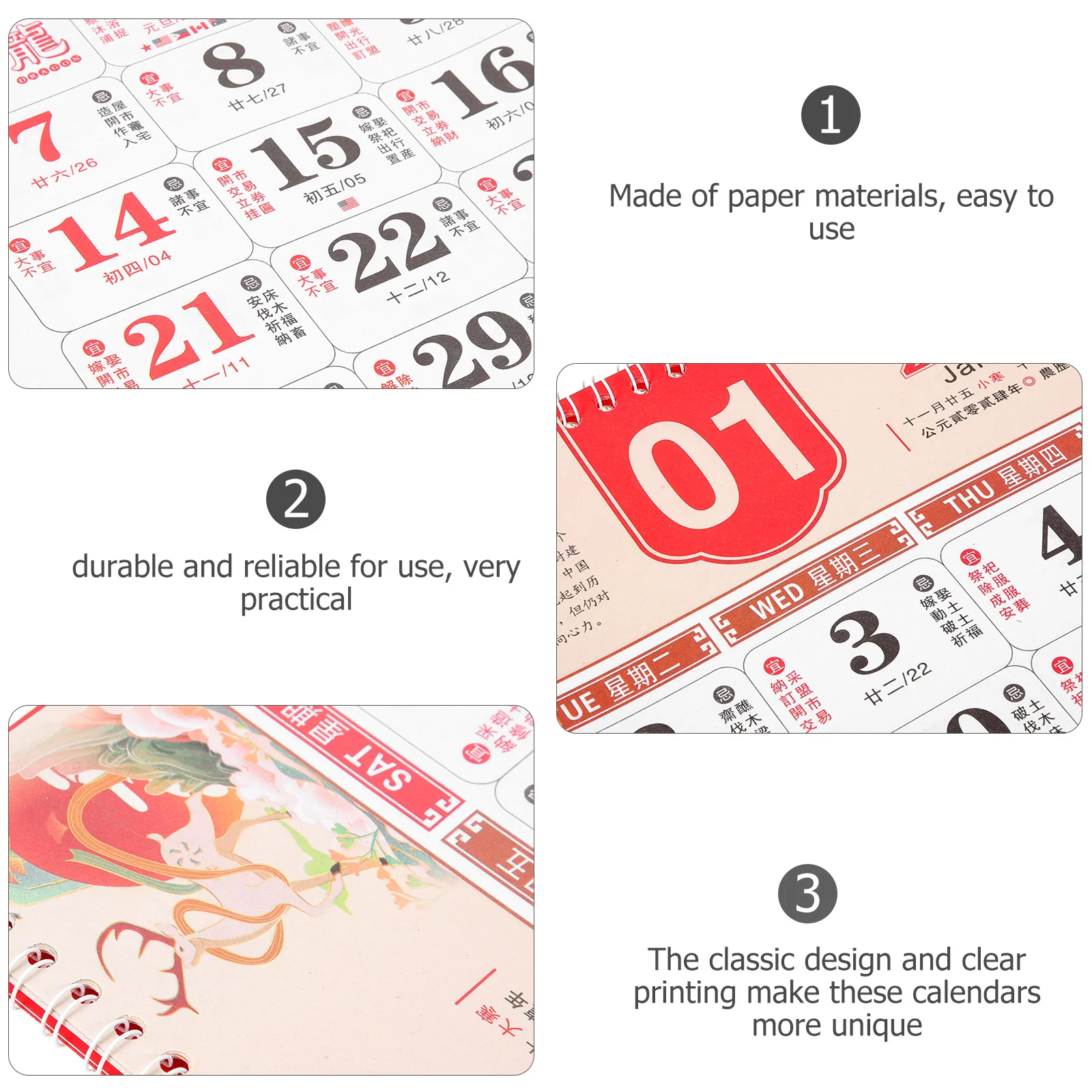

Classic Chinese Traditional Hanging Paper Material Clear Printed Wall Calendar For Home Office Year Of The Rabbit Gift