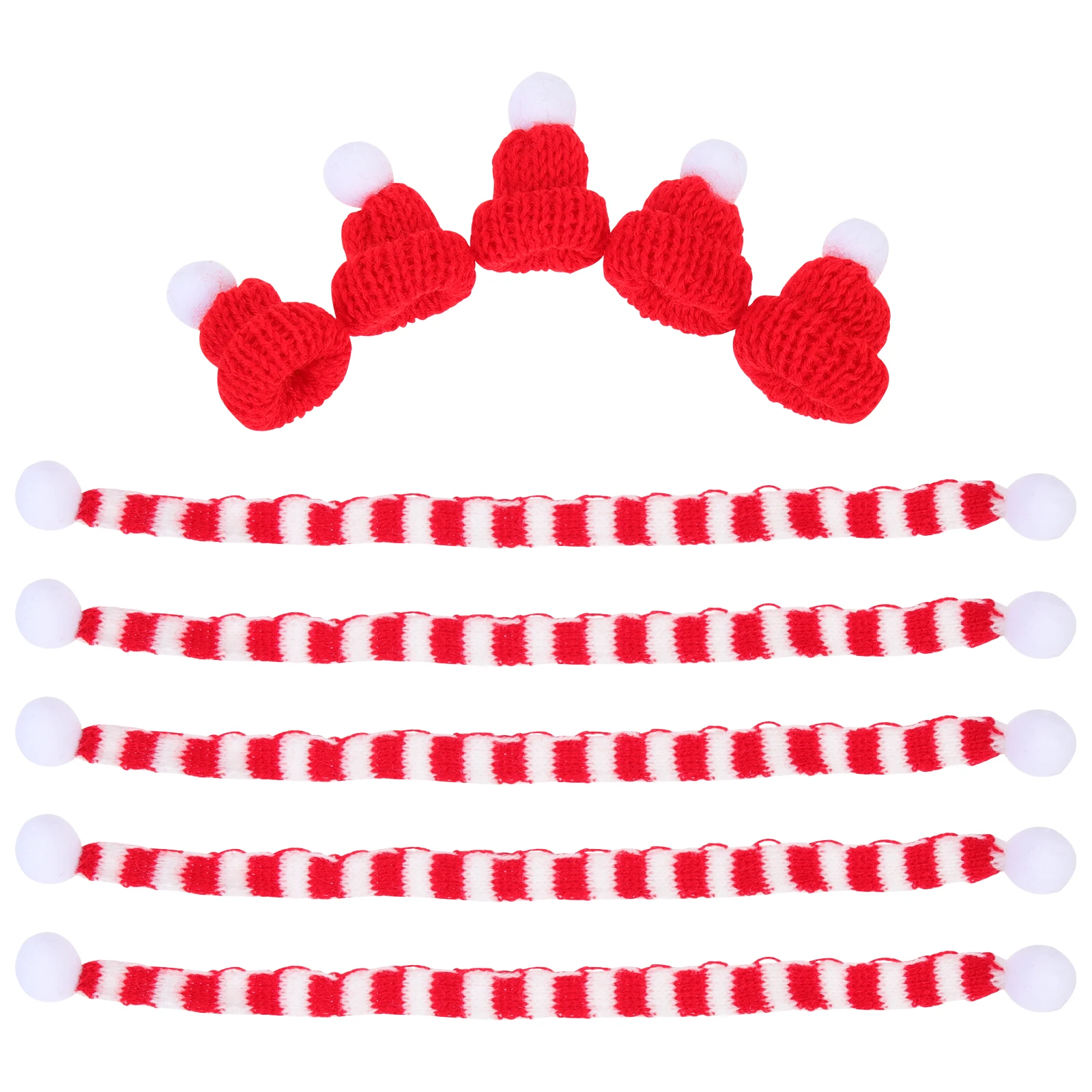 

5Sets Christmas Wine Bottle Scarf Hat Woolen Yarn Mini Bottle Cover Wine Decoration Party Supplies Xmas Party Ornament