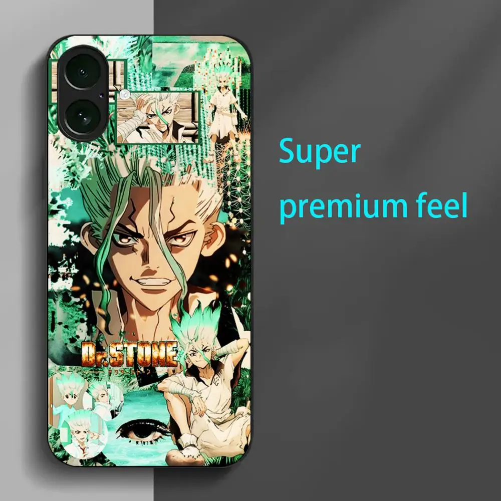 Dr.STONE Anime Cool Hot Phone Case For iPhone 16 15 14 13 12 11 X XR XS 8 Plus Mini Pro Max Soft black Shockproof Cover