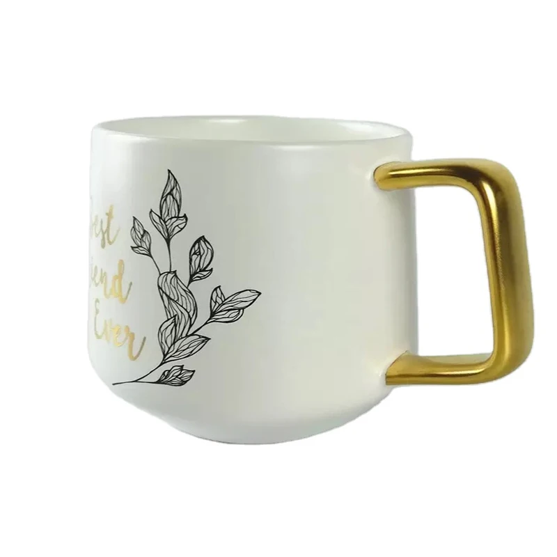 Elegant Ceramic Coffee Mug With Gold-plated Handle