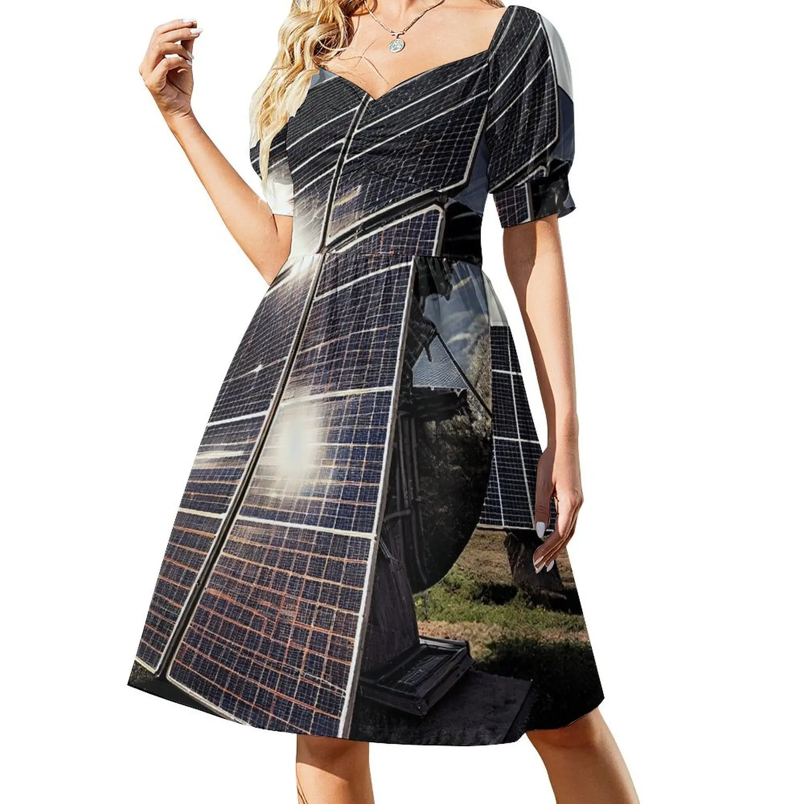 

Solar Panels Short-Sleeved Dress Women's long dress beach outfits for women long dress women