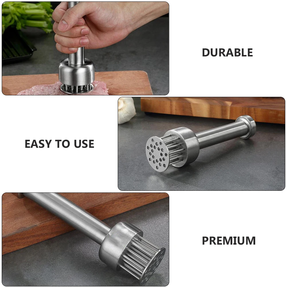 

1pc Stainless Steel Steak Tenderizer Hammer Silver Meat Needle For Beef Pork Chicken Kitchen Cooking Meat Loosening Machine