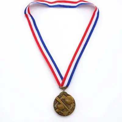 

1pcs Creative Baseball Medal Sports Competition Award Reward Zinc Alloy Hanging Round Medal For Party Decor With Ribbon
