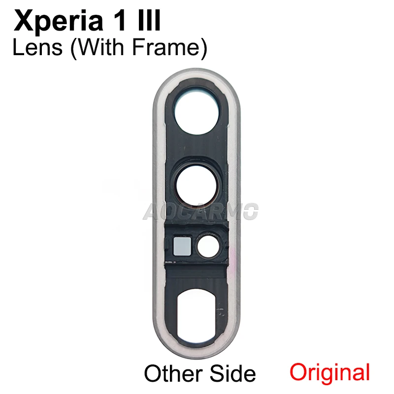 Aocarmo For Sony Xperia 1 III / X1iii MARK3 Rear Back Camera Lens Len Glass With Adhesive Sticker Ring Frame Replacement Part