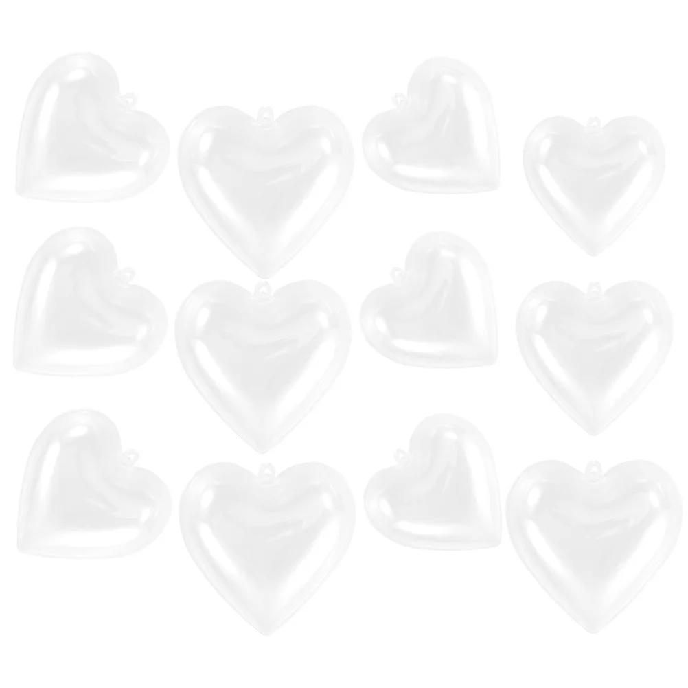 

12Pcs Clear Heart Fillable Plastic Christmas Balls Transparent Ornaments DIY Xmas Tree Decorations Hanging Holiday Decor