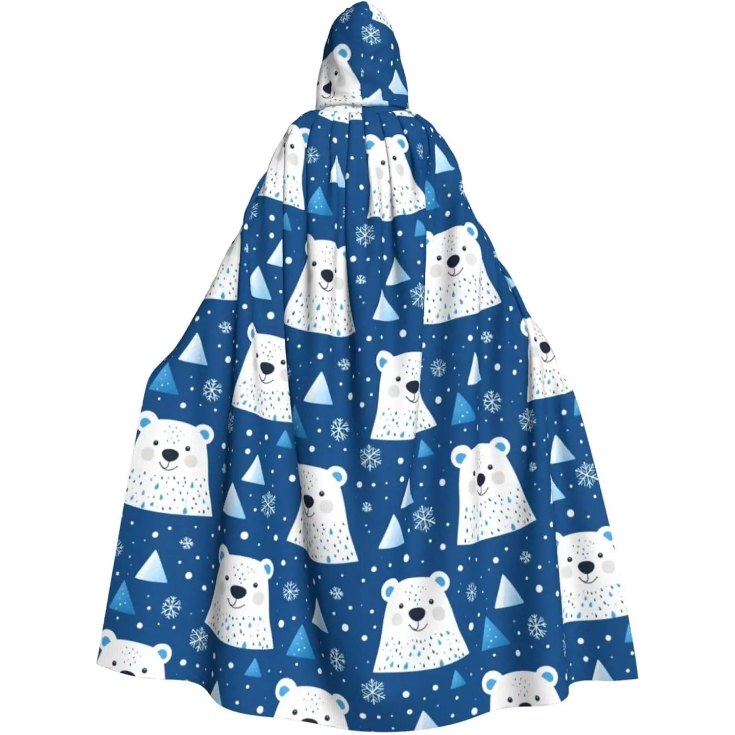 

Cloak with Hood Men Women Bear Cute Snowflake Print Witch Hooded Vampire Cape Halloween Costumes Black