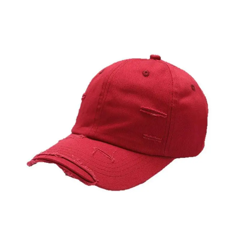 Topi Bisbol Lubang Tua Kepribadian Retro Tepi Rusak Gaya Baru Topi Pelindung Matahari Pinggiran Melengkung Atas Lembut