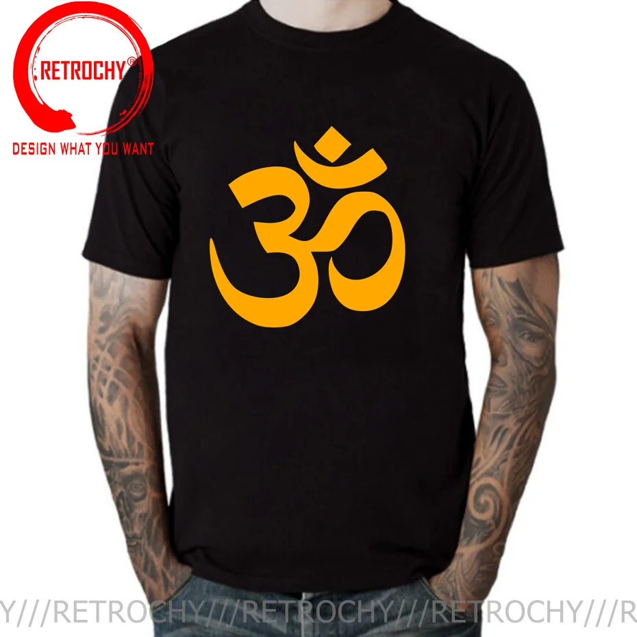 OM AUM SYMBOL Relaxation T-Shirt For Male Men Funny Cotton Short Sleeve Tshirt Streetwear JN BUDDHISM OM MANI PADME HUM T Shirt