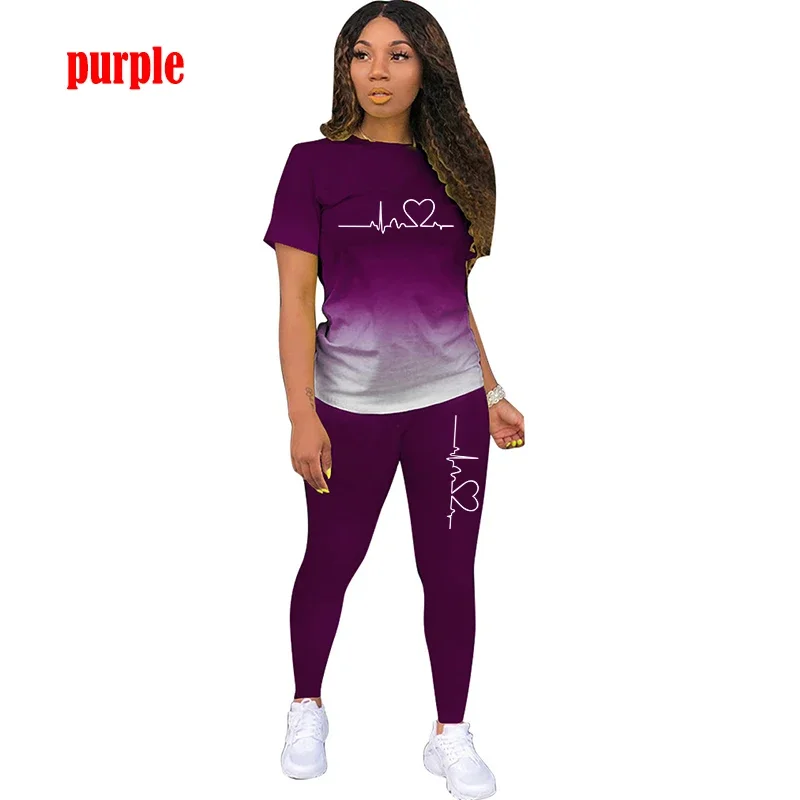 

Summer Women Casual T-Shirt Pants Two Piece Set Fashion Ladies Tracksuits Sets ECG Printed Sports Suit For Women Clothing