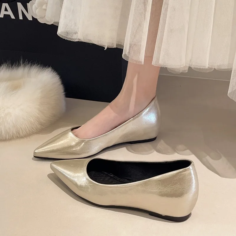 Fashionable low-heeled women's single shoes. Spring/Summer new style. Pointed toe office and commuting comfortable leather shoes image 4