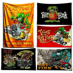 3x5 Ft Rat Fink Choppers Flag Polyester Digital Printing Banner for Garage Wall Art Out Door Decoration With Brass Grommets