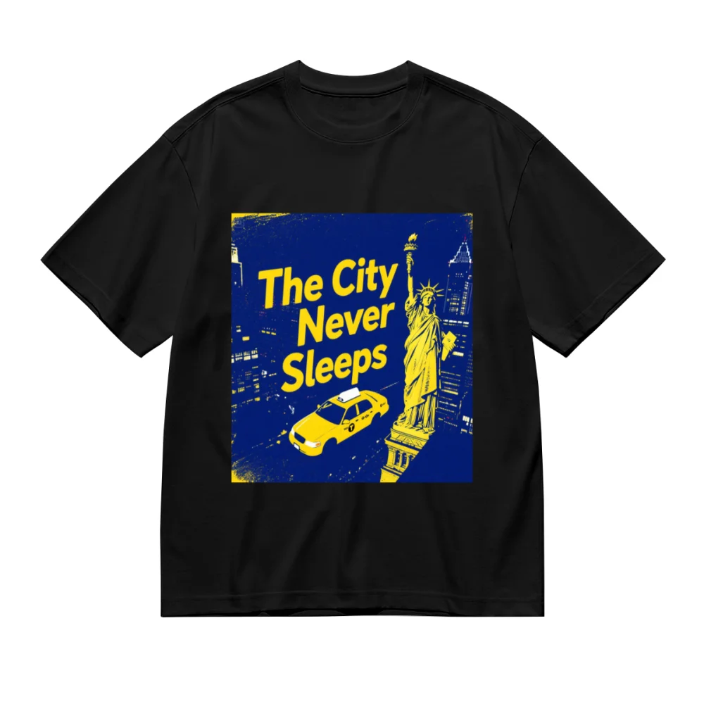 The City Never Sleeps Creative Pattern Print Casual Cotton T-Shirts Unisex Tee Shirt Men Women Oversized T-shirt Novelty Gifts view 3