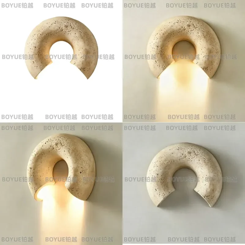 for New Medieval Bedroom Bedside Wall Lamp Designer Retro Yellow Travertine Wabi-Sabi Aisle Living Room Staircase Light