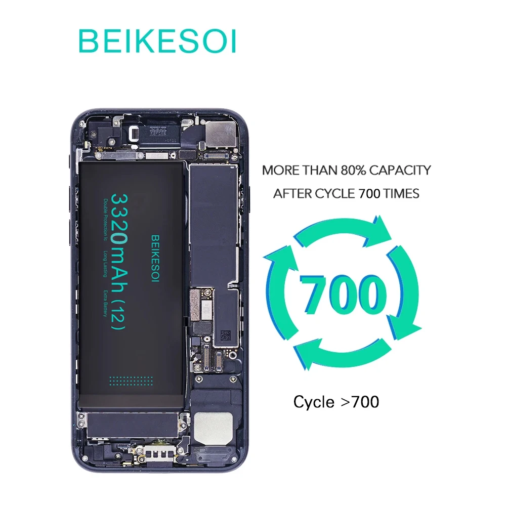 BEIKESOI-Original IC Chip Battery for iPhone 12 12 PRO, High Capacity Lithium Polymer Replacement Bateria with Repair Tool