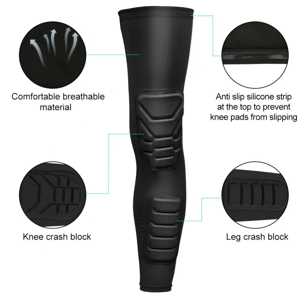 2Pcs Knee Calf Padded Leg Thigh Compression Sleeve Sports Protective Gear Shin Brace Support for Football Basketball Volleyball