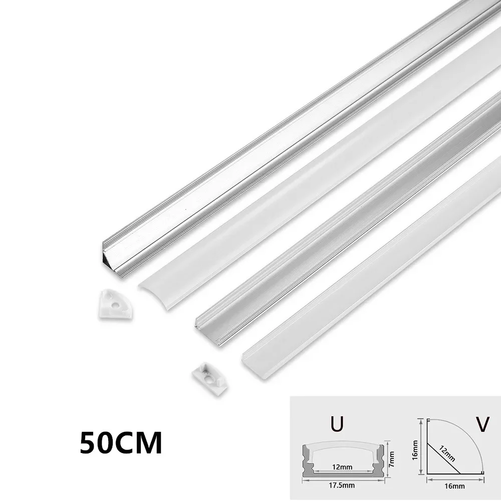 LED Angle Aluminum Slot Strip Lamp, Kitchen Cabinet Lamp, Suitable for 8-12mm, 5730, 5050, 2835, 2-30Pcs