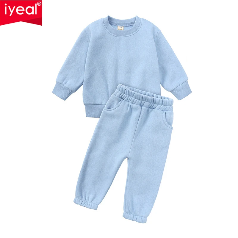 

IYEAL Children's Leisure Velvet Thickened Sports Set Autumn Winter Kids Boys and Girls Fashion Sweatershirt +Pants 2 piece Set