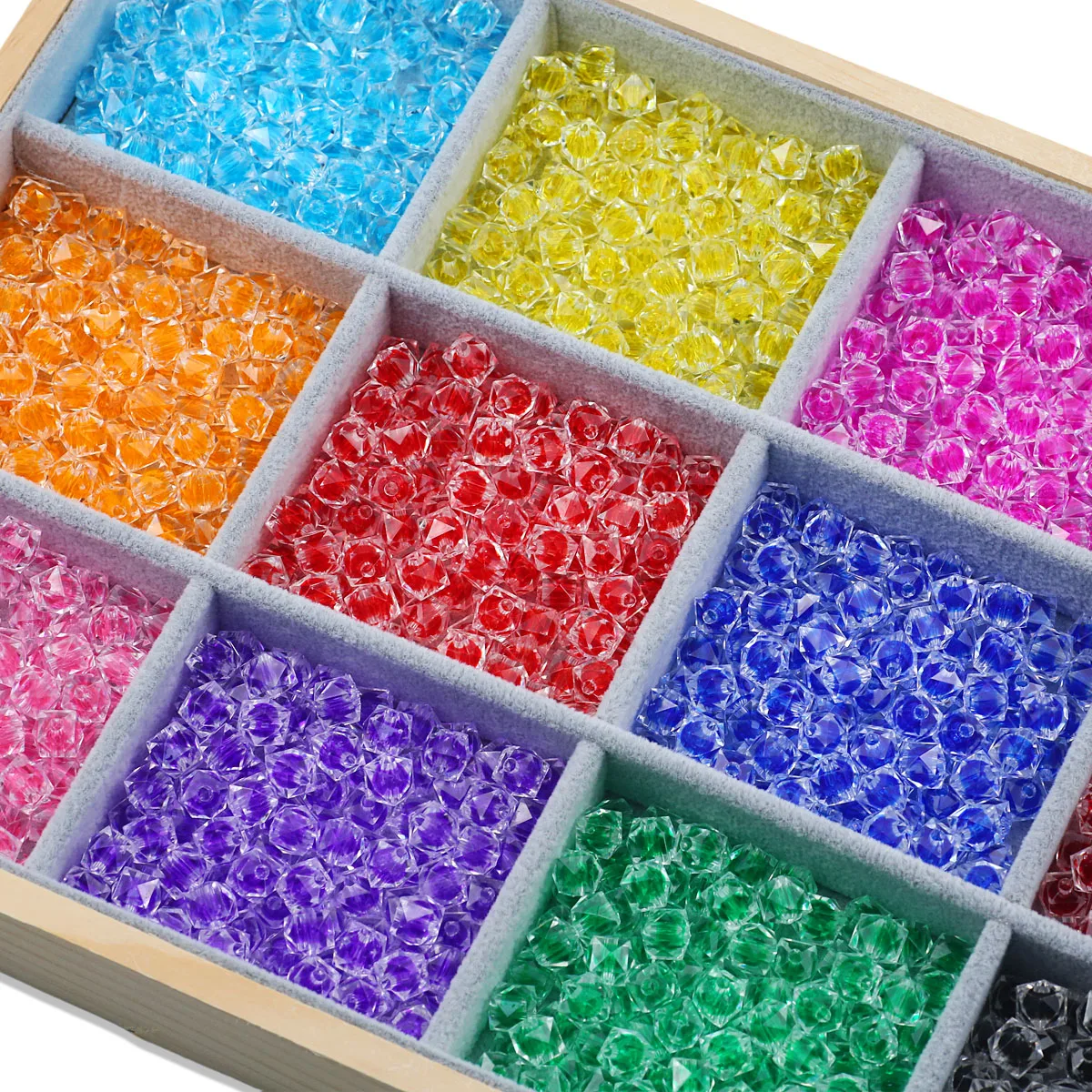100pcs Acrylic Transparent Polyhedral Square Beads  9mm Loose Spacer Beads For Jewelry Making Bracelets Keychains DIY Accessorie