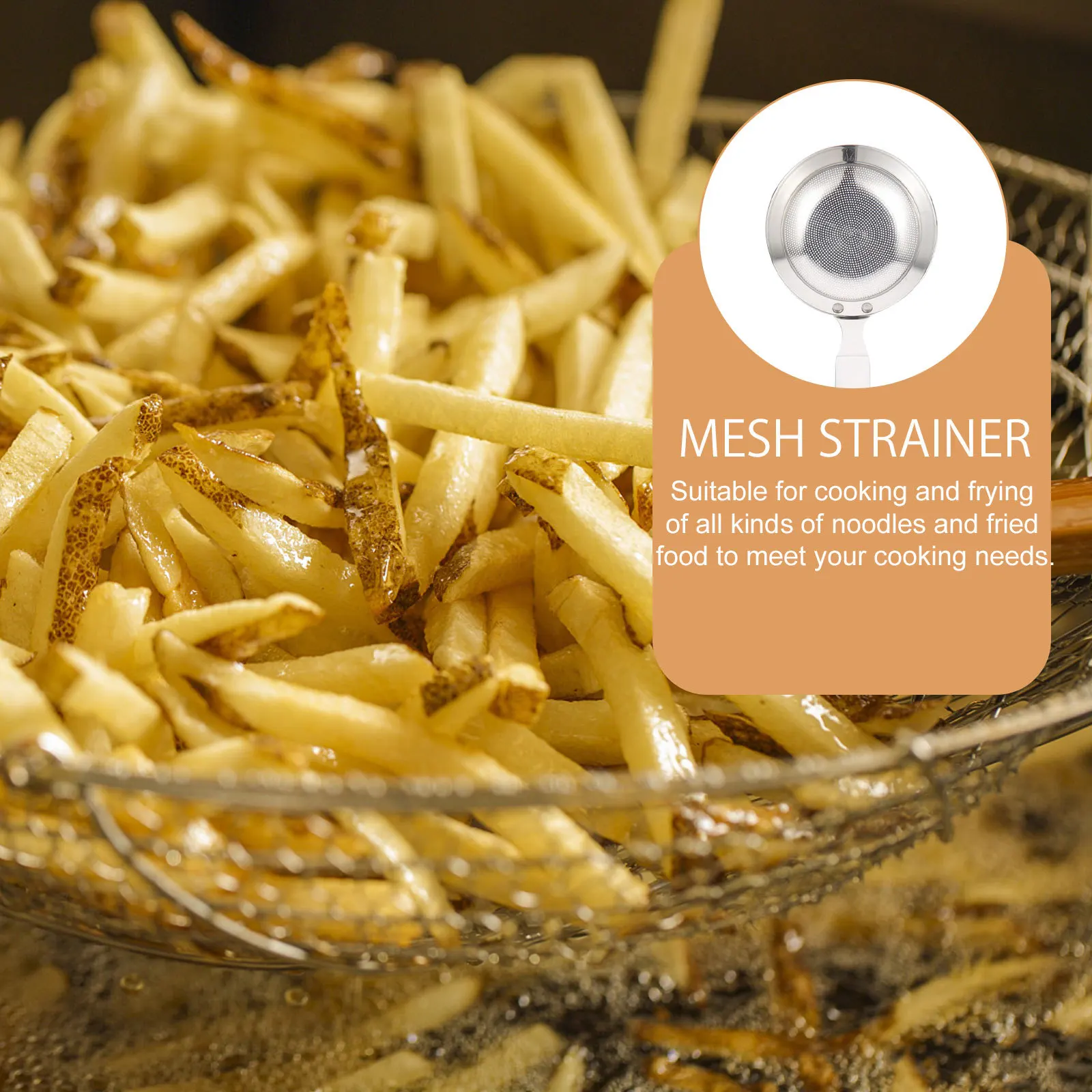 

1pc Stainless Steel Mesh Strainer Multi-Function Oil Colander For Kitchen Fat Separation Rust-Proof Food Strainer Tool Cooking