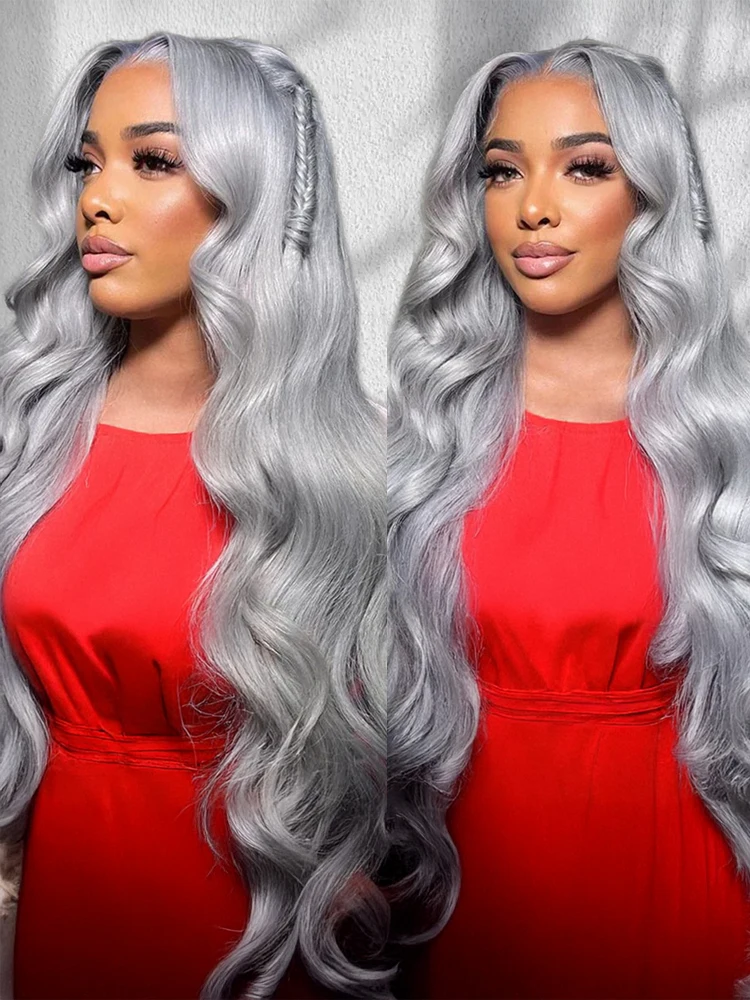 

30 Inches Silver Grey Body Wave 13x6 Lace Front Wigs 613 HD Lace Frontal Wig 13x4 Colored Water Wave Human Hair Wigs For Women