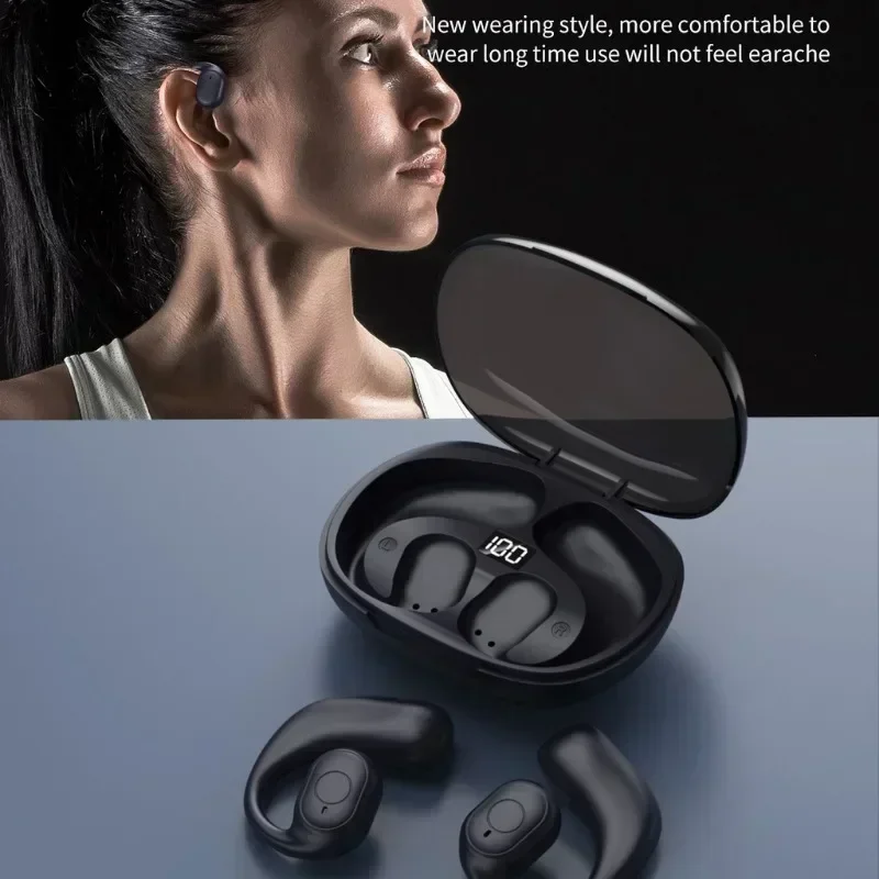 F60 Bluetooth Earphone Air-conduction Wireless Headphone HD-Calling Headset Fashionable Business sport Ear-hook Earphones