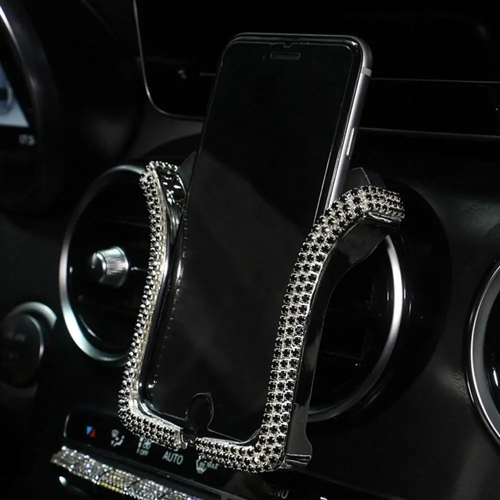 for Car Holder Adjustable Plastic U-shaped with Mount Clip Car Rhinestone-encrusted Vent